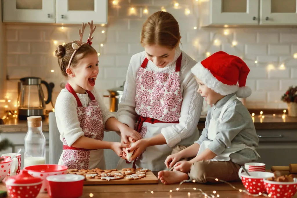 Family cooking together during the holidays